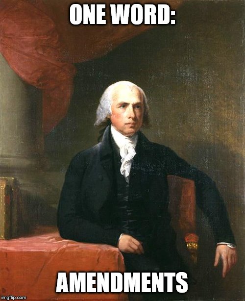 James Madison | ONE WORD: AMENDMENTS | image tagged in james madison | made w/ Imgflip meme maker