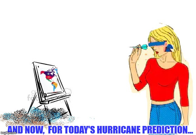 ..AND NOW,  FOR TODAY'S HURRICANE PREDICTION... | image tagged in humor,weather,sarcasm | made w/ Imgflip meme maker