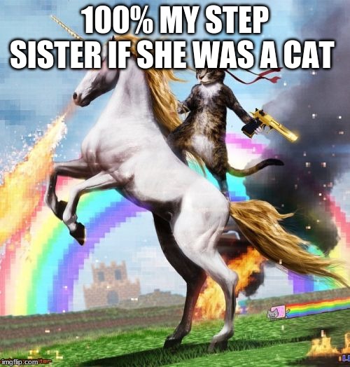 Welcome To The Internets | 100% MY STEP SISTER IF SHE WAS A CAT | image tagged in memes,welcome to the internets | made w/ Imgflip meme maker