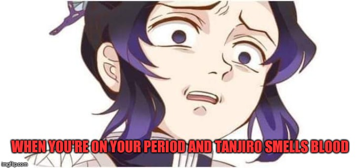PERIOD AND TANJIRO SMELLS BLOOD image tagged in demon slayer kocho made w/ ...