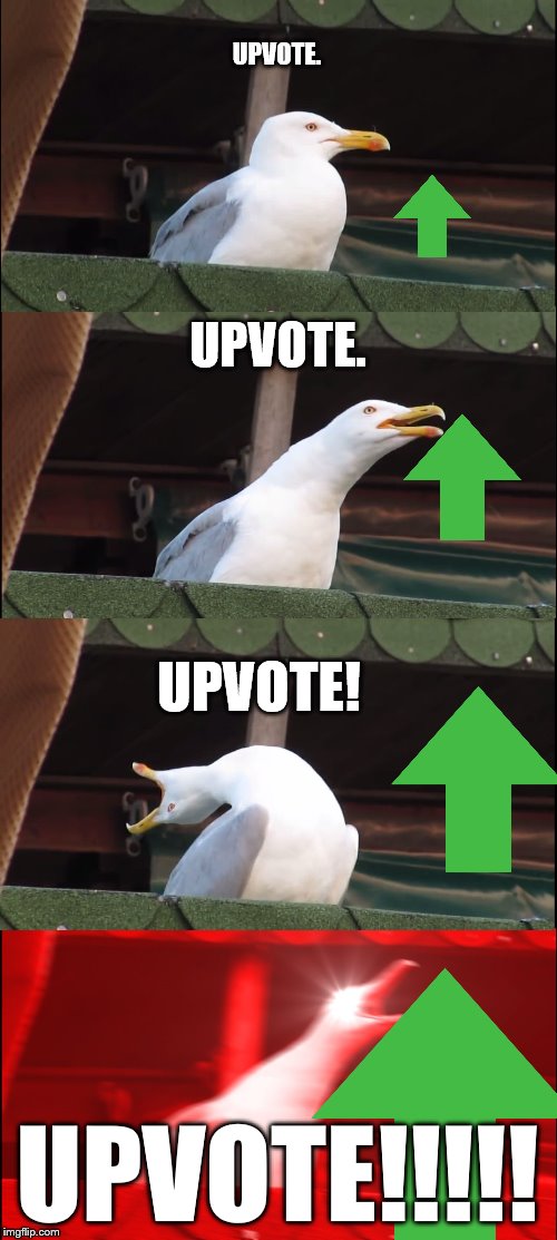 Inhaling Seagull | UPVOTE. UPVOTE. UPVOTE! UPVOTE!!!!! | image tagged in memes,inhaling seagull | made w/ Imgflip meme maker