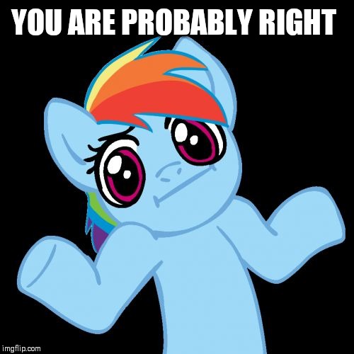 Pony Shrugs Meme | YOU ARE PROBABLY RIGHT | image tagged in memes,pony shrugs | made w/ Imgflip meme maker