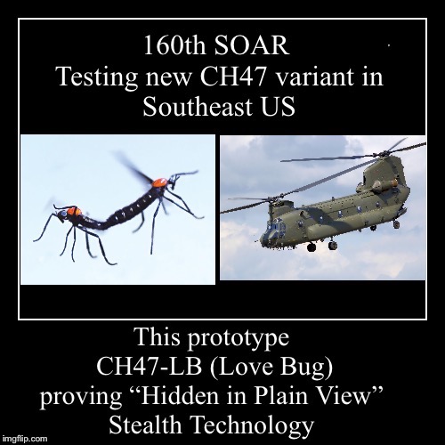 Stealth CH47 | image tagged in army,helicopter,aviation,insect,funny memes,us army | made w/ Imgflip meme maker