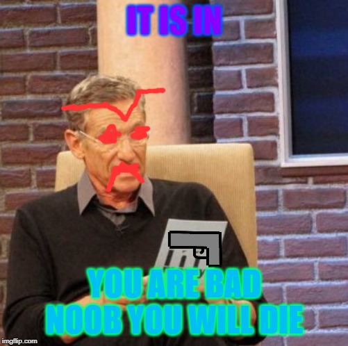 Maury Lie Detector Meme | IT IS IN; YOU ARE BAD NOOB YOU WILL DIE | image tagged in memes,maury lie detector | made w/ Imgflip meme maker