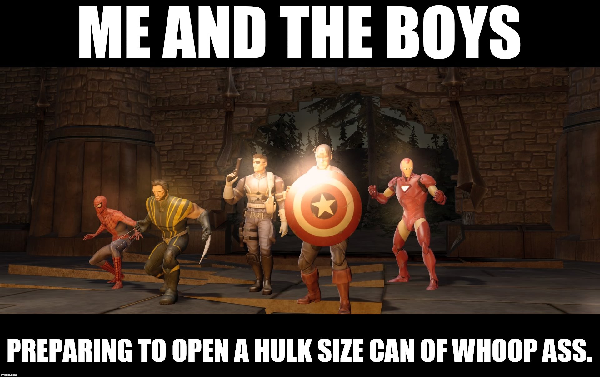Nick and the boys | ME AND THE BOYS; PREPARING TO OPEN A HULK SIZE CAN OF WHOOP ASS. | image tagged in nick and the boys | made w/ Imgflip meme maker