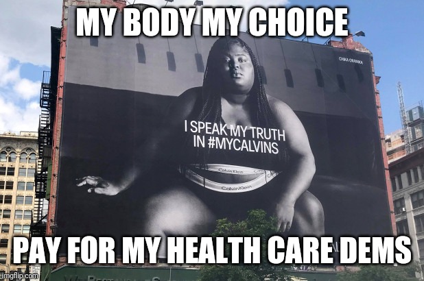  MY BODY MY CHOICE; PAY FOR MY HEALTH CARE DEMS | image tagged in healthcare,free stuff,food,exercise,memes,sarcasm | made w/ Imgflip meme maker