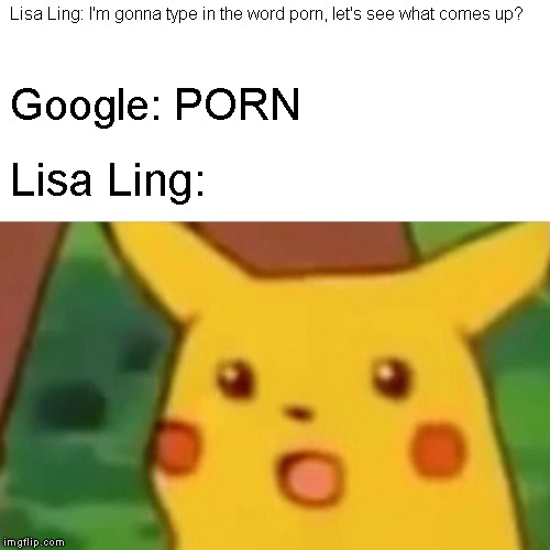 Surprised Pikachu Meme | Lisa Ling: I'm gonna type in the word porn, let's see what comes up? Google: PORN; Lisa Ling: | image tagged in memes,surprised pikachu | made w/ Imgflip meme maker