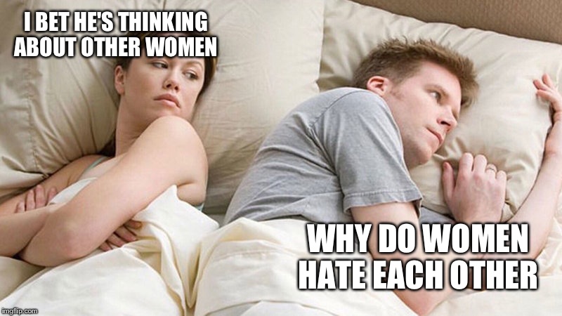 Seriously tho | I BET HE'S THINKING ABOUT OTHER WOMEN; WHY DO WOMEN HATE EACH OTHER | image tagged in i bet he's thinking of other woman,female | made w/ Imgflip meme maker