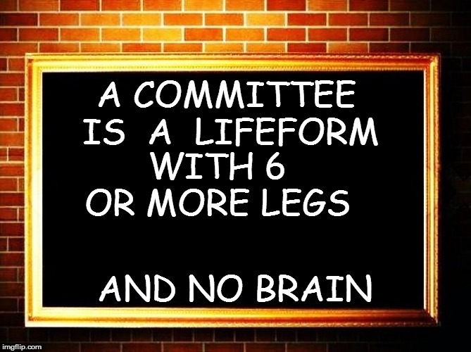 Life in these United States | A COMMITTEE; IS  A  LIFEFORM; WITH 6 OR MORE LEGS; AND NO BRAIN | image tagged in funny | made w/ Imgflip meme maker