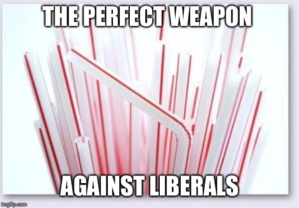 Straws | THE PERFECT WEAPON AGAINST LIBERALS | image tagged in straws | made w/ Imgflip meme maker