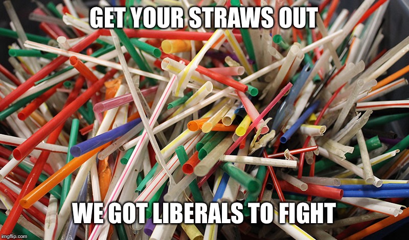 plastic straws | GET YOUR STRAWS OUT WE GOT LIBERALS TO FIGHT | image tagged in plastic straws | made w/ Imgflip meme maker