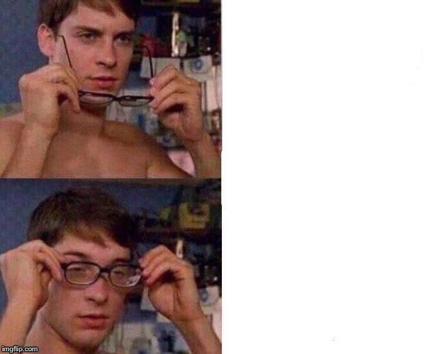 Spider-Man Glasses | image tagged in spider-man glasses | made w/ Imgflip meme maker