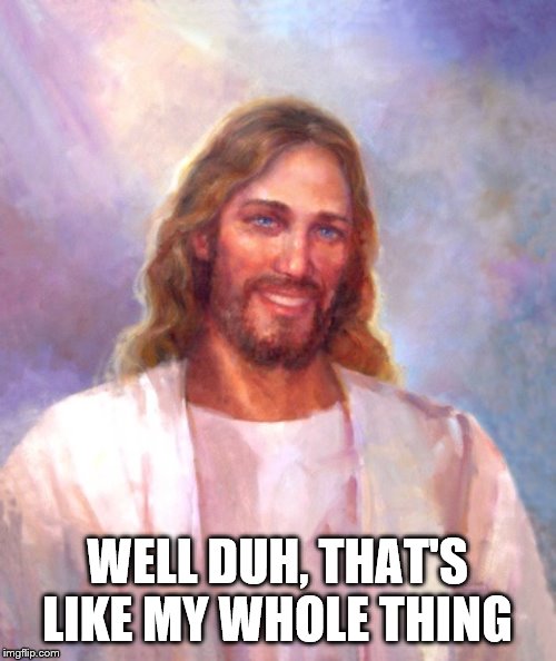 Smiling Jesus Meme | WELL DUH, THAT'S LIKE MY WHOLE THING | image tagged in memes,smiling jesus | made w/ Imgflip meme maker