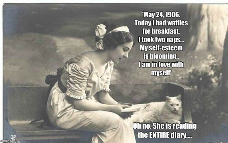 Diary of a Cat, 1906. Her owner discovers it | image tagged in cats | made w/ Imgflip meme maker