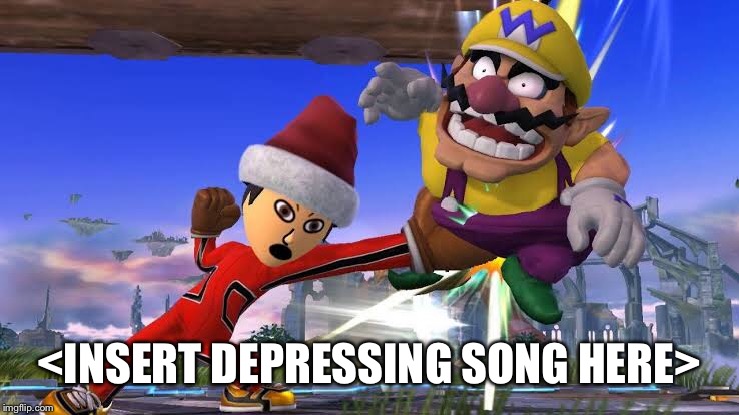 Wario is sad | <INSERT DEPRESSING SONG HERE> | image tagged in wario,nuts,depression | made w/ Imgflip meme maker