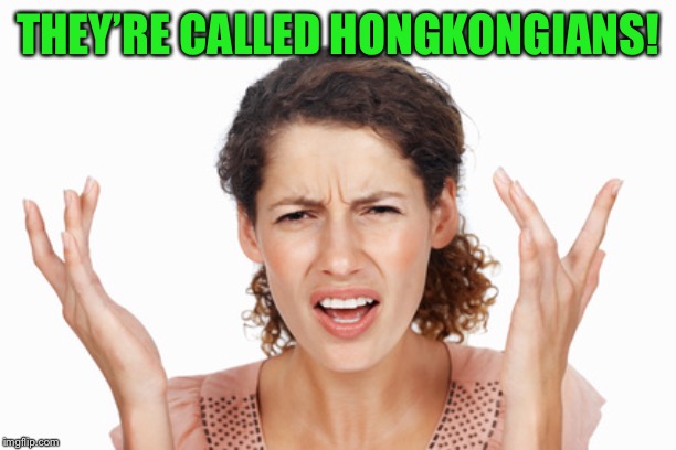 Indignant | THEY’RE CALLED HONGKONGIANS! | image tagged in indignant | made w/ Imgflip meme maker