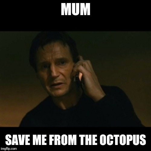 Liam Neeson Taken | MUM; SAVE ME FROM THE OCTOPUS | image tagged in memes,liam neeson taken | made w/ Imgflip meme maker