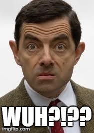 WUH?!?? | image tagged in mr bean | made w/ Imgflip meme maker