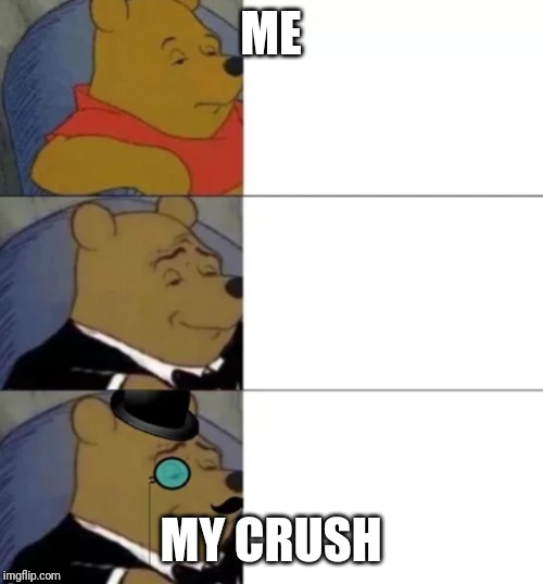 Fancy pooh | ME; MY CRUSH | image tagged in fancy pooh | made w/ Imgflip meme maker