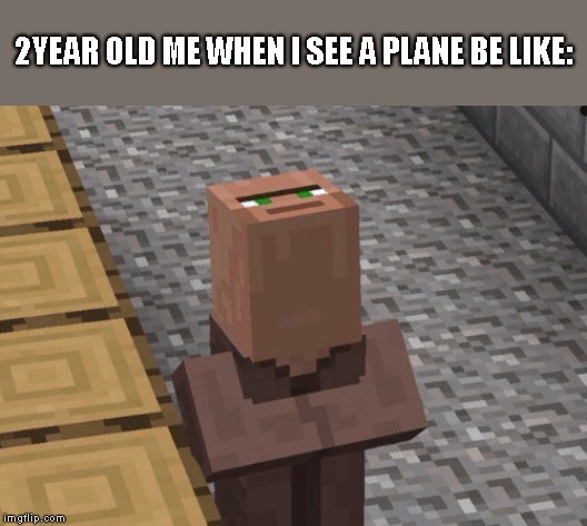 We all did that. | 2YEAR OLD ME WHEN I SEE A PLANE BE LIKE: | image tagged in minecraft villagers,plane,minecraft | made w/ Imgflip meme maker