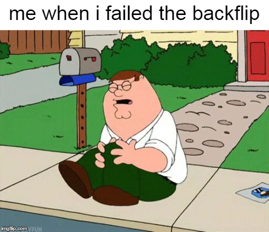 Peter Griffin Knee | me when i failed the backflip | image tagged in peter griffin knee | made w/ Imgflip meme maker