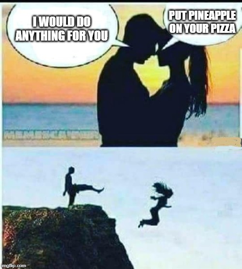 I Would Do Anything For You | I WOULD DO ANYTHING FOR YOU; PUT PINEAPPLE ON YOUR PIZZA | image tagged in i would do anything for you,pineapple pizza,pineapple,memes | made w/ Imgflip meme maker