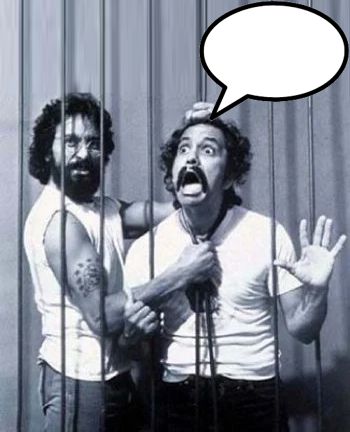 High Quality Cheech Chong behind bars with caption Blank Meme Template