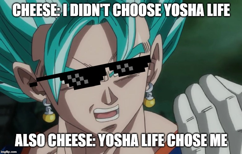 ...ALSO CHEESE: YOSHA LIFE CHOSE ME image tagged in mlg vegito made w/ Imgf...
