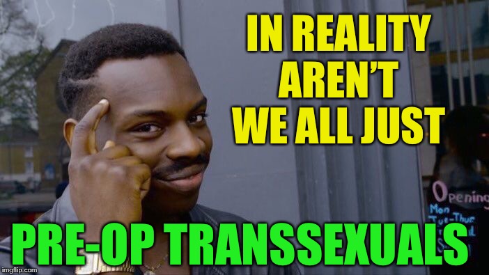Unless you’ve sealed the deal. | IN REALITY AREN’T WE ALL JUST; PRE-OP TRANSSEXUALS | image tagged in roll safe think about it,transsexual,not quite,lgbtq,reality | made w/ Imgflip meme maker