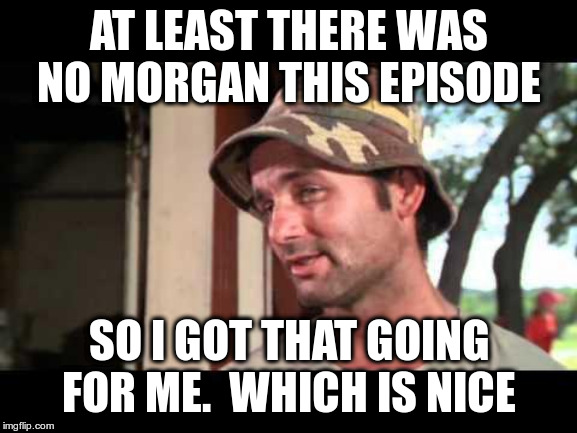 caddy shack | AT LEAST THERE WAS NO MORGAN THIS EPISODE; SO I GOT THAT GOING FOR ME.  WHICH IS NICE | image tagged in caddy shack | made w/ Imgflip meme maker