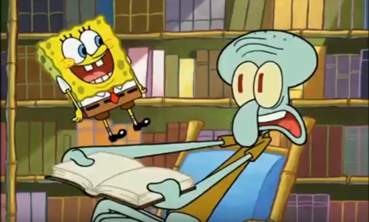 Squidward Reads A Book Blank Meme Template