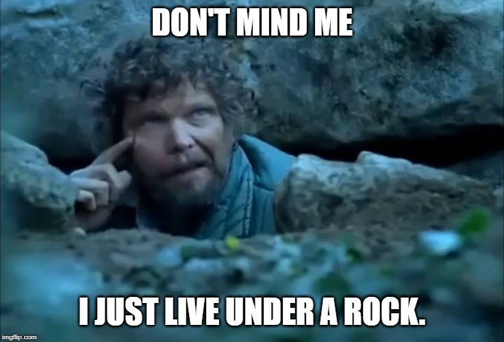 Living Under a Rock | DON'T MIND ME I JUST LIVE UNDER A ROCK. | image tagged in living under a rock | made w/ Imgflip meme maker