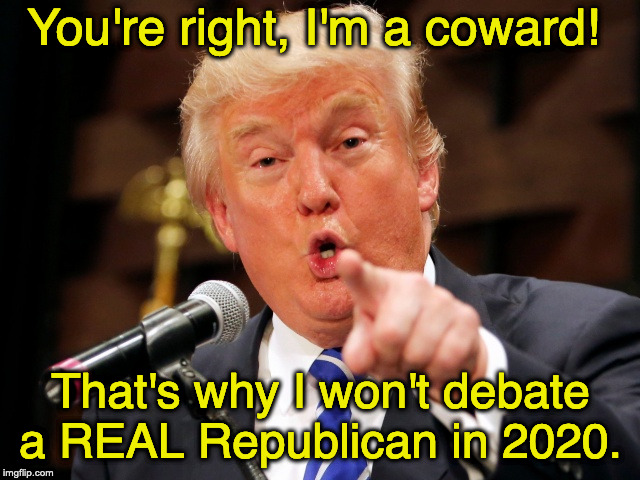 Trump You! | You're right, I'm a coward! That's why I won't debate a REAL Republican in 2020. | image tagged in trump you | made w/ Imgflip meme maker