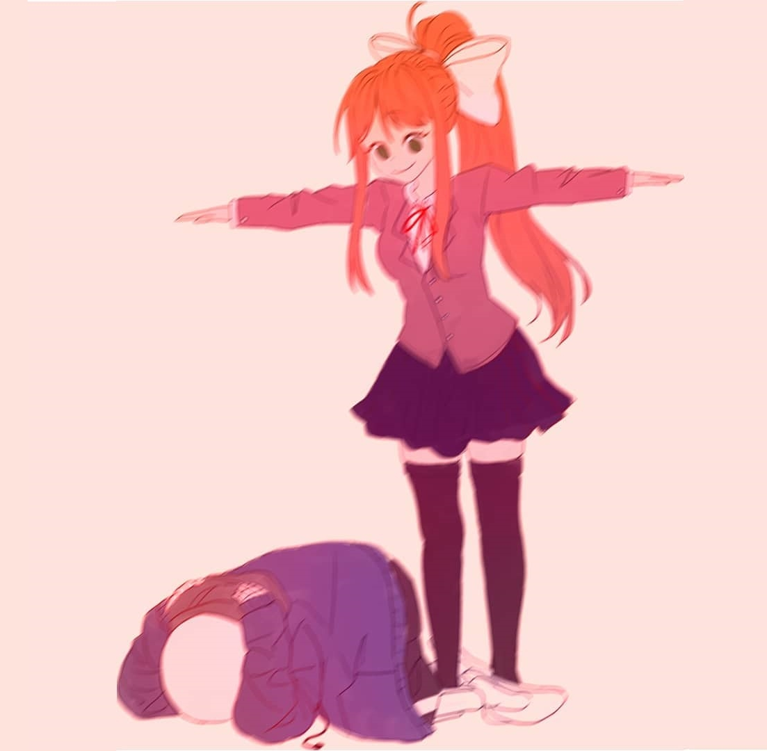 High Quality T-posing Monika Blank Meme Template