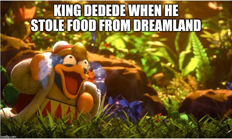 King Dedede | KING DEDEDE WHEN HE STOLE FOOD FROM DREAMLAND | image tagged in king dedede,kirby,memes | made w/ Imgflip meme maker