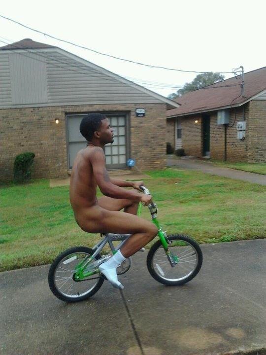 High Quality Black Guy Riding Bike Naked Blank Meme Template