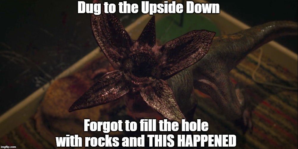 Demodog | Dug to the Upside Down; Forgot to fill the hole with rocks and THIS HAPPENED | image tagged in cool stuff | made w/ Imgflip meme maker