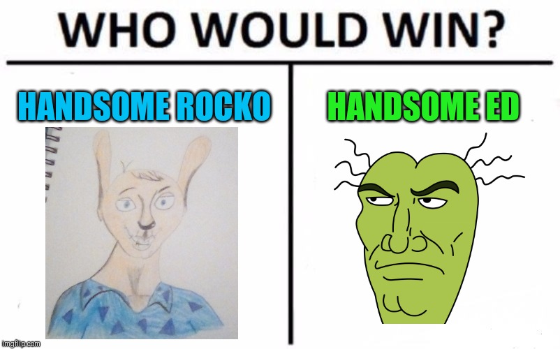 Who Would Win? Meme | HANDSOME ROCKO; HANDSOME ED | image tagged in memes,who would win,rocko's modern life,handsome | made w/ Imgflip meme maker