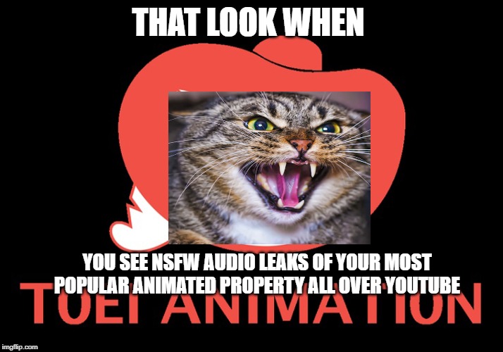 Toei Angry Cat | THAT LOOK WHEN; YOU SEE NSFW AUDIO LEAKS OF YOUR MOST POPULAR ANIMATED PROPERTY ALL OVER YOUTUBE | image tagged in funimation audio leaks,toei animation | made w/ Imgflip meme maker
