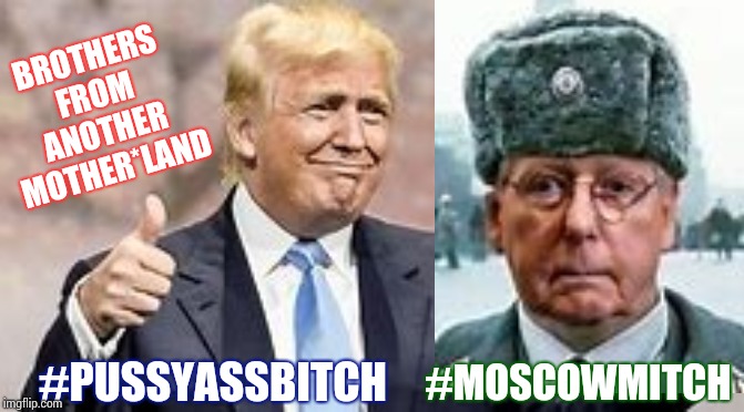 Thank You Chrissy | BROTHERS FROM ANOTHER MOTHER*LAND; #MOSCOWMITCH; #PUSSYASSBITCH | image tagged in memes,moscow mitch,trump unfit unqualified dangerous,liar in chief,lock him up,pussyassbitch | made w/ Imgflip meme maker