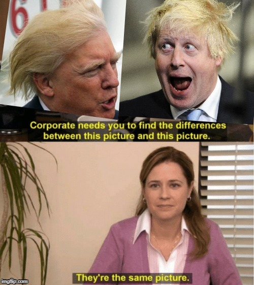 Clowns of a Feather Cuck Together | image tagged in donald drumpf,boris johnson,clowns,end times,wwe,morons | made w/ Imgflip meme maker