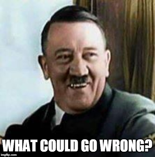 laughing hitler | WHAT COULD GO WRONG? | image tagged in laughing hitler | made w/ Imgflip meme maker