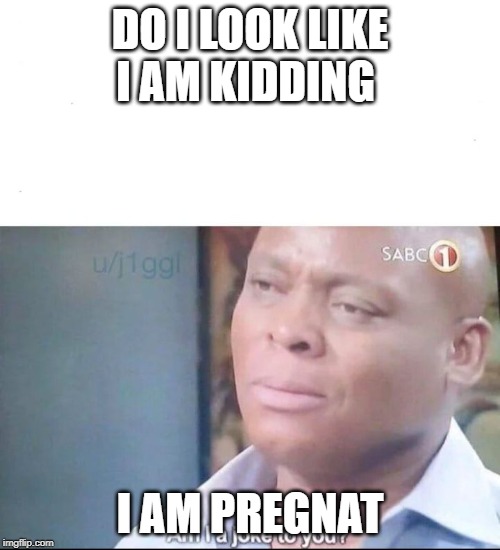 am I a joke to you | DO I LOOK LIKE I AM KIDDING; I AM PREGNAT | image tagged in am i a joke to you | made w/ Imgflip meme maker