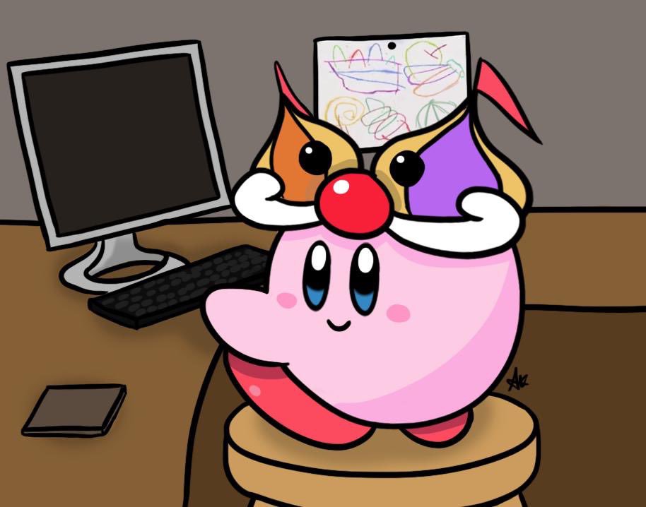 High Quality Kirby on a Computer Blank Meme Template
