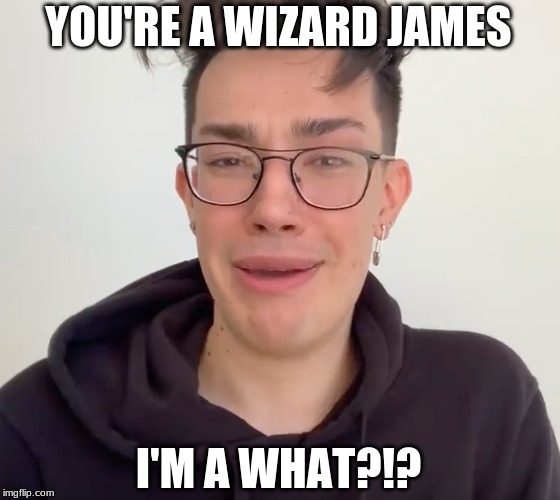 James Charles | YOU'RE A WIZARD JAMES; I'M A WHAT?!? | image tagged in james charles | made w/ Imgflip meme maker