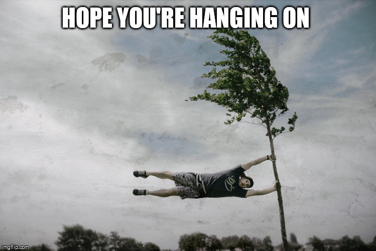 hanging on | HOPE YOU'RE HANGING ON | image tagged in hanging on | made w/ Imgflip meme maker