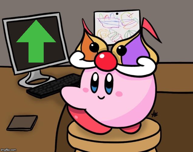 Kirby on a Computer | image tagged in kirby on a computer | made w/ Imgflip meme maker