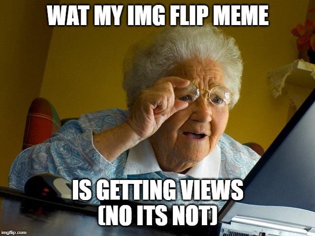 Grandma Finds The Internet Meme | WAT MY IMG FLIP MEME; IS GETTING VIEWS
(NO ITS NOT) | image tagged in memes,grandma finds the internet | made w/ Imgflip meme maker