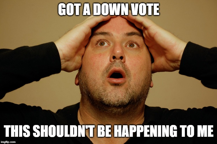 Got a down vote | GOT A DOWN VOTE; THIS SHOULDN'T BE HAPPENING TO ME | image tagged in this shouldn't be happening to me,downvote,shook | made w/ Imgflip meme maker