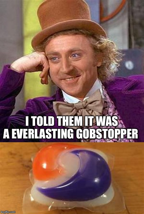 I TOLD THEM IT WAS A EVERLASTING GOBSTOPPER | image tagged in memes,creepy condescending wonka | made w/ Imgflip meme maker